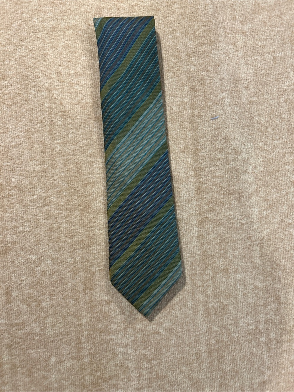 Ernst San Francisco Men's Olive and Teal Striped Tie